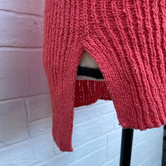 Caslon Pink Split V Neck Rib Knit Sweater Long sleeve pullover - Picture 5 of 7